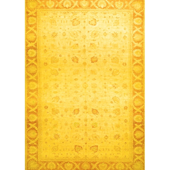 Ahgly Company Indoor Rectangle Oriental Yellow Traditional Area Rugs, 2' x 4'