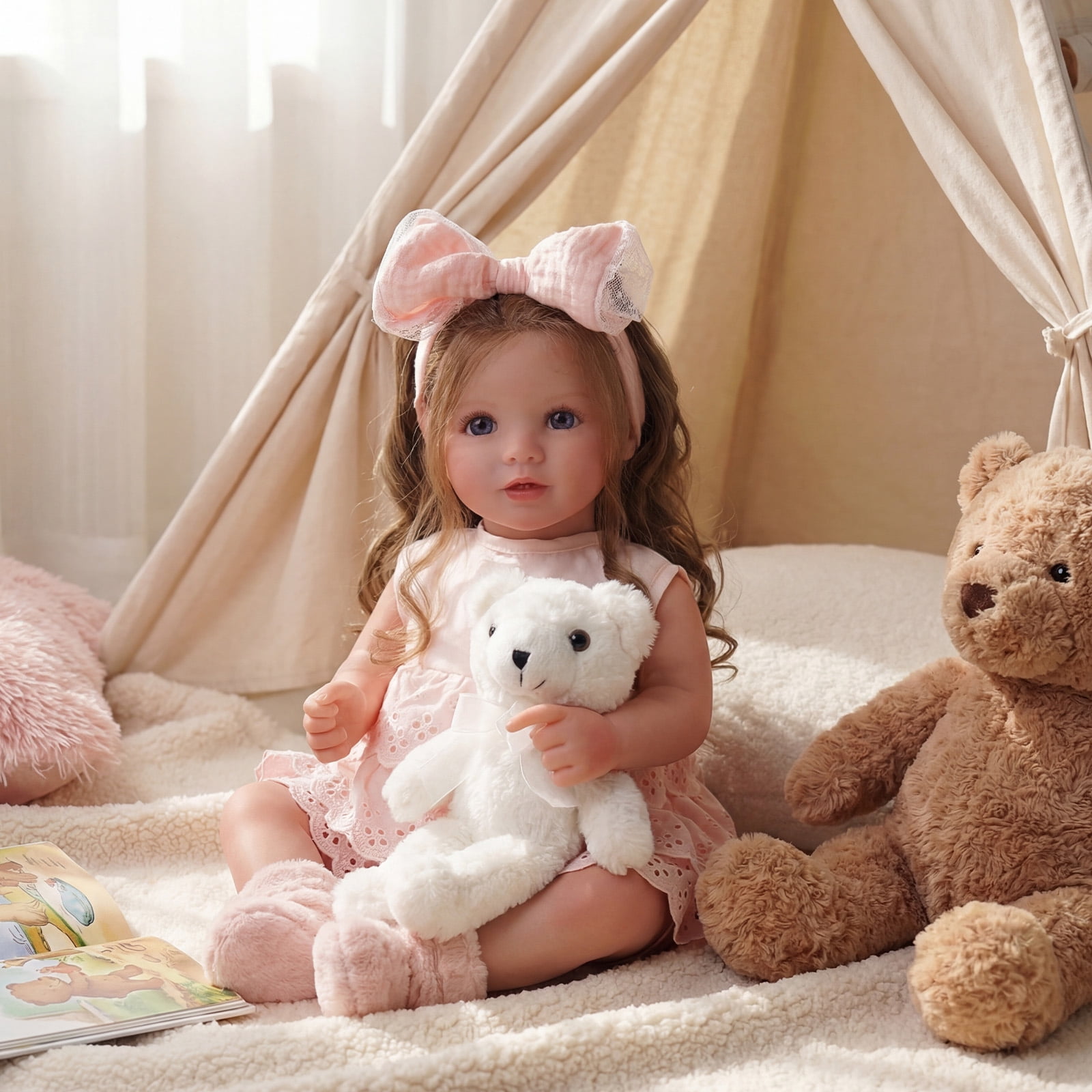 RSG Lifelike Reborn Baby Dolls - 20 Inch Baby Dolls Blond Girl Handmade Real Life Baby Dolls with Clothes for Kids Age 3+