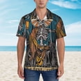 thumbnail image 2 of Sikiie Coffee-Drinking Skull Print Men's Hawaiian Shirt, Summer Beach Button Pocket Short Sleeve T-Shirt,Large, 2 of 7