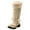 Beige, variant on AnuirheiH Women Shoes Boots Lace-up Zipper Snow Boots Plush Cotton Boots Warm Pure Cotton Shoes Plush Ball Ethnic Knight Boots