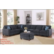 Devion Furniture 8-Piece Upholstered Modern Chenille Sectional in Black