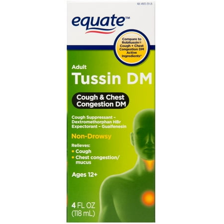 Equate Adult Tussin DM Cough & Chest Congestion Suppressant, 4 Fl Oz