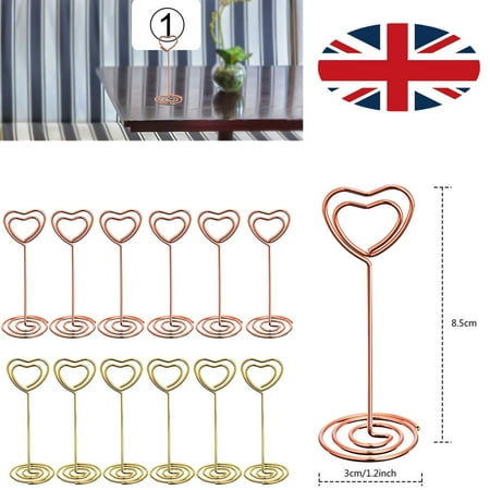 

Etereauty 12 Pcs Rose Gold Heart Shape Photo Holder Stands Table Number Holders Place Paper Menu Clips for Weddings