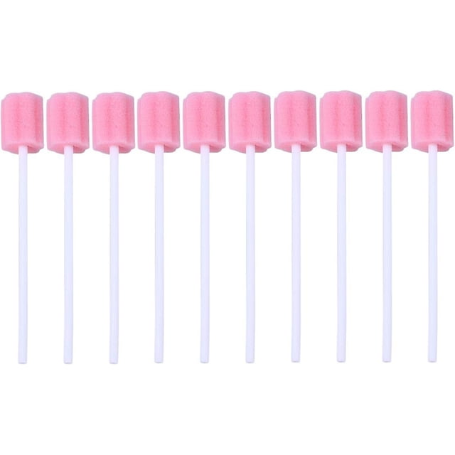 100 paquetes de cuidado oral Oso de Fresa Palo de esponja desechable estéril rosa