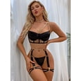 thumbnail image 2 of Conjunto de 3 piezas de lencería sexy abierta que moldea el cuerpo con diseño de hebilla de metal, 2 of 6
