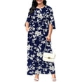 thumbnail image 2 of WUJINXIA Women's Plus Size Dresses 1X to 5X Crewneck Ruffle 3/4 Sleeve Casual Maxi Dress, 2 of 4