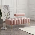 thumbnail image 3 of Miniyam Upholstered 53" Upholstered Bench for End of Bed with Gold Metal Legs, Pink, 3 of 8