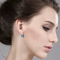 thumbnail image 2 of Gem Stone King 2.61 Ct Oval Swiss Blue Topaz White Diamond 10K Yellow Gold Earrings, 2 of 3