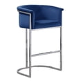 thumbnail image 2 of Home Square Velvet and Metal Barstool with Chrome Base in Navy Blue - Set of 2, 2 of 4