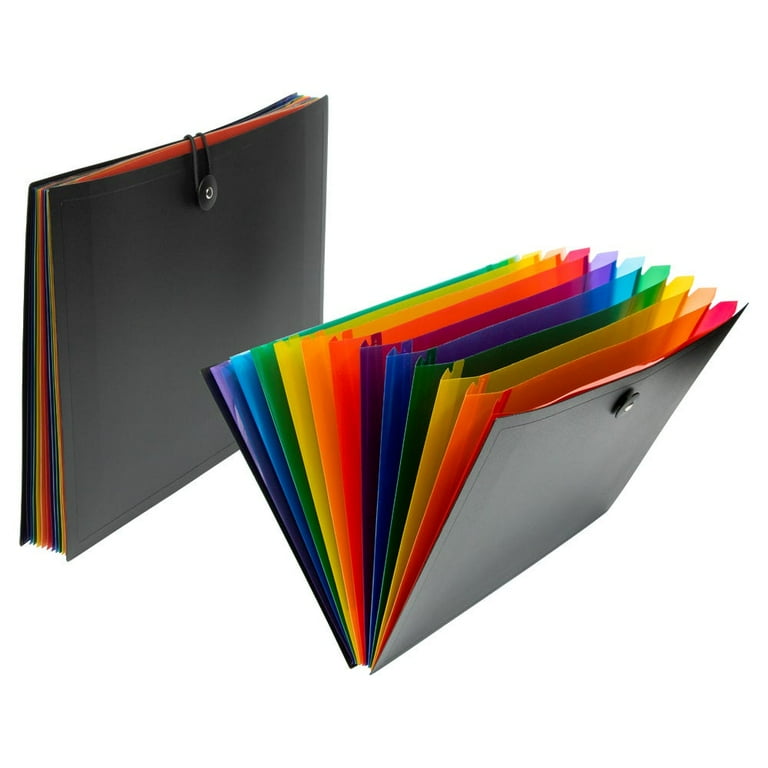 JAM Paper Accordion Folders with Assorted Files - 12 Pocket