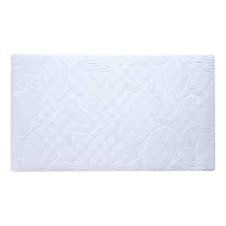 Moorefield Rio Rectangular Shower Mat, Leaf Pattern Non-Slip Bath Mat with Strong Suction Grip, Heavy-Duty Rubber, Soft Feel, Easy to Rinse, 27.5 x 14.5 in White