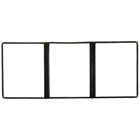 - Menu Cover, 8-1/2'' X 11'', Fold-Out, Triple Pocket, 6-View, Plastic Laminate Folder, Black Trimming (10 Pieces/Unit)