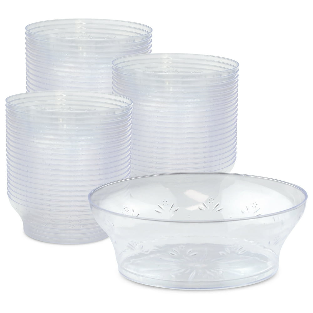 [120 Pack] Clear Plastic Bowls 10 oz Hard Plastic Ice Cream Cups
