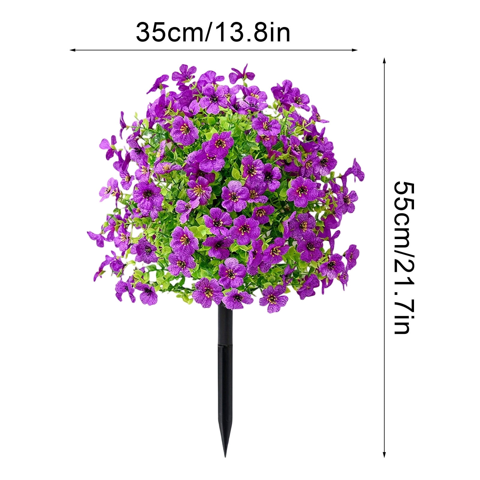 Bxaolu Artificial Flowers with Ground Stake,Artificial Fake Flowers for Outdoor Spring Decoration,22" Realistic UV Resistant Silk Flowers for Outside Patio Window Garden Yard Home (Purple)