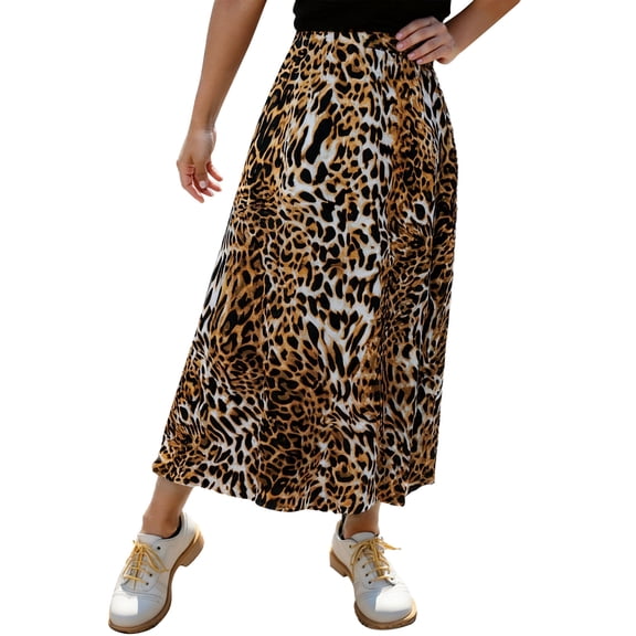 oqasdz Satin Maxi Skirts for Women Leopard Prints Slit Elegant High Waist Side Split Long Skirt with Flowy Hem and Comfortable Fit Outwear
