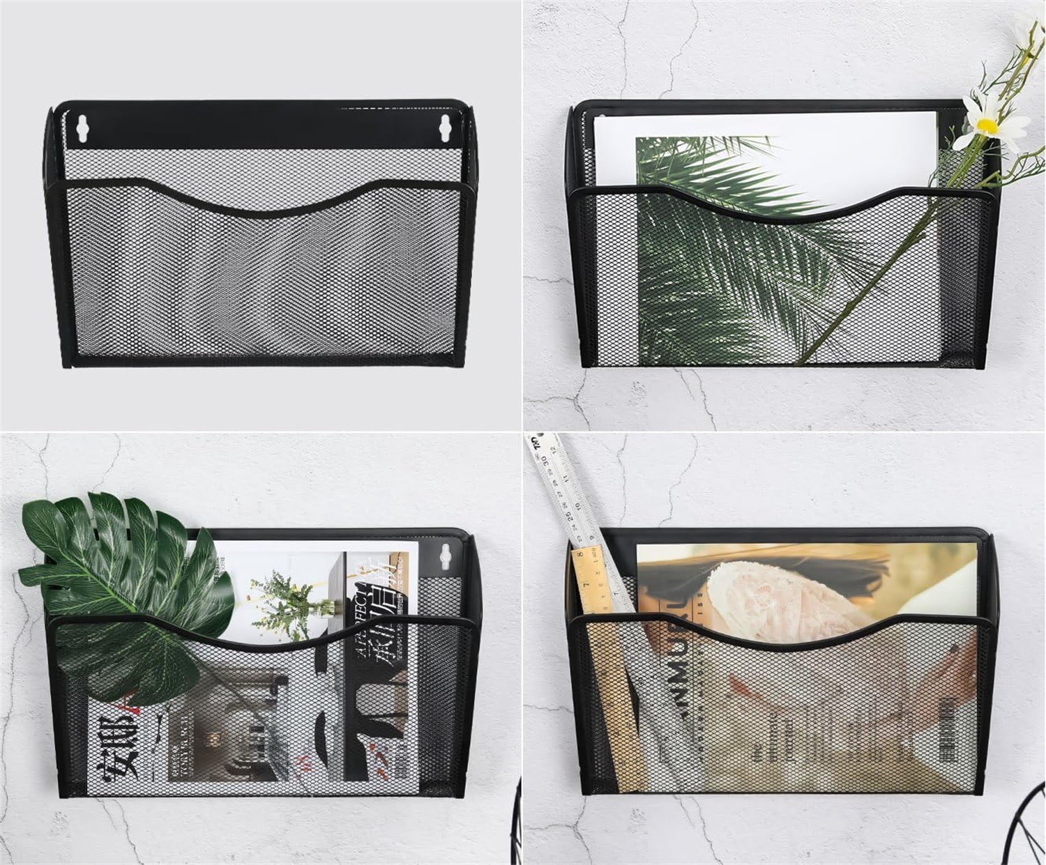 Paper Storage Letter Shelf,Hanging File Organiser,Mesh Storage Magazine Holder,Wall Mounted Magazine File Rack,Office Wall Shelves for School Paper, Document, Mails, Newspapers, Letter, Office