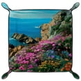 thumbnail image 2 of Women Girls Leather Square Dish Trinket Plate Jewelry Tray, Coast Rocks Flowers Pattern Mothers Day Birthday Gift, 2 of 6