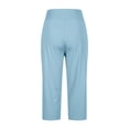 thumbnail image 5 of Womens High Waisted Yoga Pants, Light Blue Capri Leggings with Pockets 3/4 Length Wide Leg for Workout or Lounge,Size L, 5 of 8