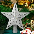 thumbnail image 2 of Indoor Glitter Lighted Silver Shinning Plastic Star Projector Christmas Tree Topper, with Rotating Snowflake Projector 10", 2 of 9