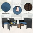 thumbnail image 3 of Kullavik 4 Pieces Wicker Outdoor Conversation Set with Cushions & Tempered Glass Tabletop, Navy Blue, 3 of 7