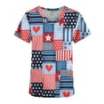 thumbnail image 4 of Up to 65 off!Lolmot 4th of July Scrub Tops Women American Flag Print Short Sleeve V Neck Tshirts Blouse Independence Day Patriotic Working Uniforms Pocketed Holiday Shirt, 4 of 5