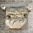 thumbnail image 3 of Ambesonne Indie Quilted Bedspread Set 3 Pcs, Funny Hipster Ostrich, Queen Size, Taupe Beige Yellow, 3 of 3