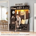 thumbnail image 5 of ChVans 75''H LED Farmhouse Hall Tree w/ Bench & Shoe Storage, 59"W Large Hall Tree Entryway Bench w/ Coat Rack, 16 Shoe Cabinet, Umbrella Holder&Sock Storage Drawer, Mudroom, Hallway, 5 of 9