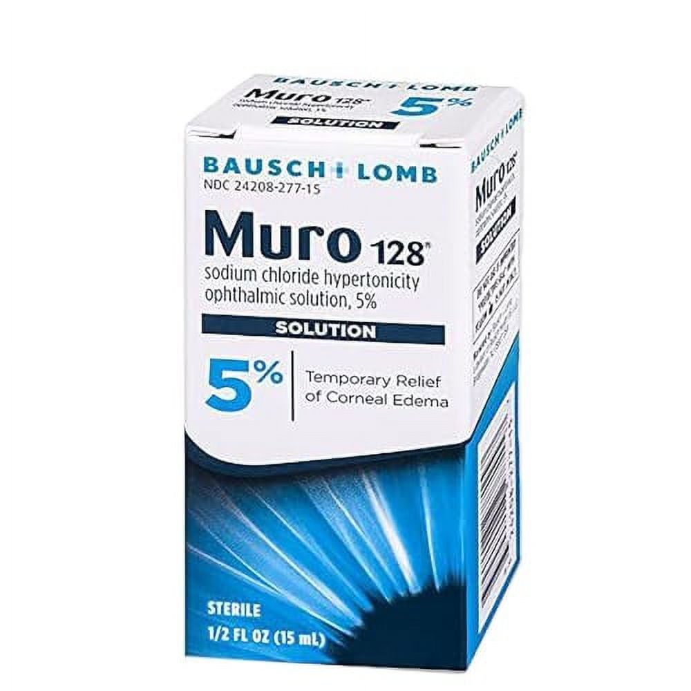 Muro 128 5% Sodium Chloride Hypertonicity Ophthalmic Solution, from Bausch + Lomb, 0.5 Fl Oz (15 mL)