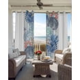 thumbnail image 4 of Navy Blue Coastal Blackout Curtains, Light Blocking Print Window Curtains, Summer Beach Nautical Shell Starfish Thermal Insulated Window Drapes for Living Room Kitchen Cafe 2 Panels, 104"W x 52"L, 4 of 9