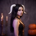 thumbnail image 5 of Devil Horns Headband White Cosplay Dragon Horn Hair Hoop Gothic Dress Up Headpiece for Halloween Party Carnival Costume (White), 5 of 5