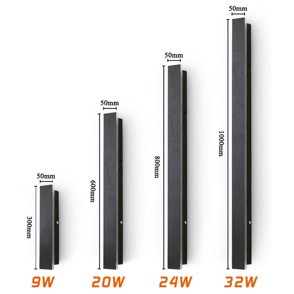 Outdoor Modern Wall Light LED Wall Sconce Fixture Rectangular Black Wall lamp Elegant Frosted IP65 Anti Rust for Proch Background Wall,1 Pack