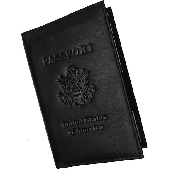 Leather USA Logo Embossed Passport Cover Holder for Travel