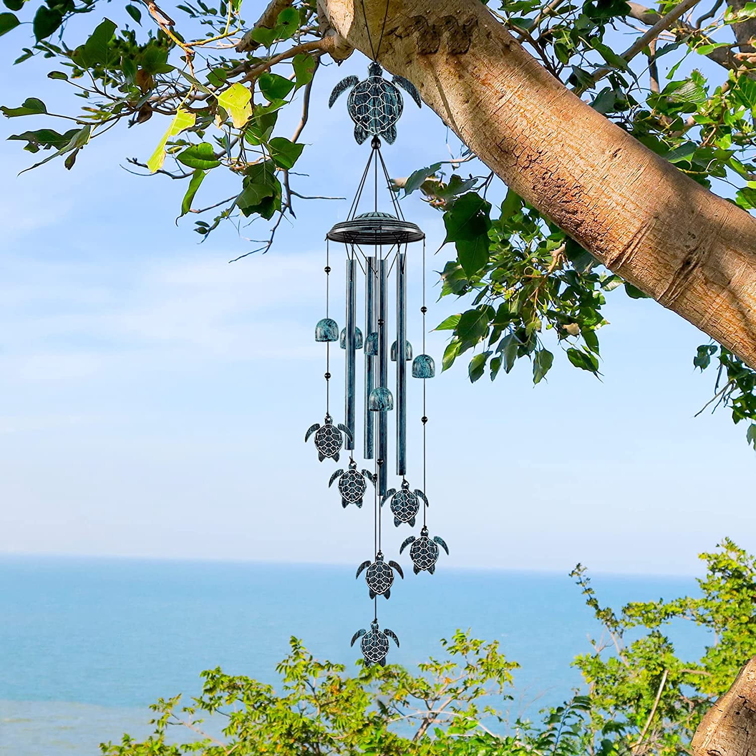Luxify Aluminum Sea Turtle Wind Chime, 4 Aluminum Tubes