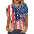 thumbnail image 2 of USSUMA Summer Tops for Women Trendy V Neck Short Sleeve Dressy Shirts Blouses American Flag Star Buttons Women's Tops Summer 2022 4th of July Patriotic Casual Tshirts Tunic Plus, 2 of 4