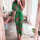 thumbnail image 2 of Elegant Women Dresses 2023 Summer Fashion Printed Short Sleeve Shirt Dress Vintage Waist Tie-up Button Bandage Long Dress Robe2XL Gao Jinjia LED, 2 of 2