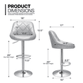 thumbnail image 3 of MoNiBloom Faux Leather Bar Stools with Backrest & Footrest, Height Adjustable Swivel Pub Chairs Home Kitchen Counter Chairs Set of 2, Silver, 3 of 11