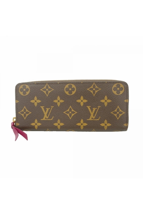 Pre-Owned Louis Vuitton Monogram Portefeuille Clemence Long Wallet M60742 Brown Fuchsia Women's