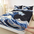 thumbnail image 3 of Homewish Ocaen Sea Wave Full Size Sheets,Natural Scenery Bed Sheets,Japanese Ukiyo-E Sheet Sets For Teens,Luxury Bedroom Decor,4 Pieces, 3 of 7