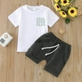 thumbnail image 2 of Coerni Toddler Boys Girls Short Sleeve Letter Printed T Shirt Tops Jogger Pants Set Outfits Kids 2Pcs Summer Clothes Hawaii Holiday Set, 2 of 7