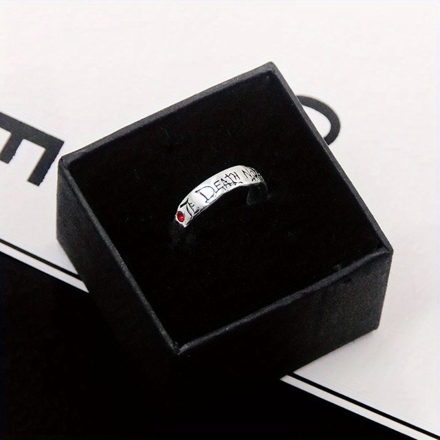 Adjustable Anime Death Note Ring - Yagami Light Inspired, Cosplay Jewelry With Zirconia, Perfect For Daily Wear & Parties