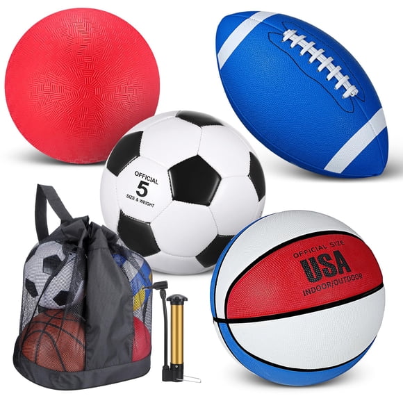 Juego de pelotas deportivas Lenwen de 4 piezas con bomba y bolsa