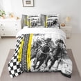 thumbnail image 2 of Homewish Rustic Farmhouse Horse 7-Piece Bedding Comforter Set,Classic Geometric Checkered King Bedding Sets,Watercolor Splatter Ink Bed Sheets For Boys Teens,Breathable Home Decor, 2 of 8