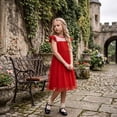 thumbnail image 5 of Flower Girl Dress Mesh Flutter Sleeve Tulle Summer Casual Party Wedding Guest Dress,A-Line, 5 of 6