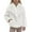 White, variant on Lkhaha Faux Fur Coat For Girls Elegant Shawl Collar Winter Jacket Button-Up Outerwear Beige 11-12 Years