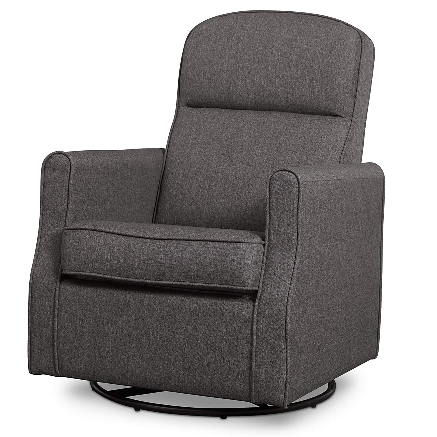 Delta Children Blair Slim Nursery Glider Swivel Rocker Chair, Charcoal