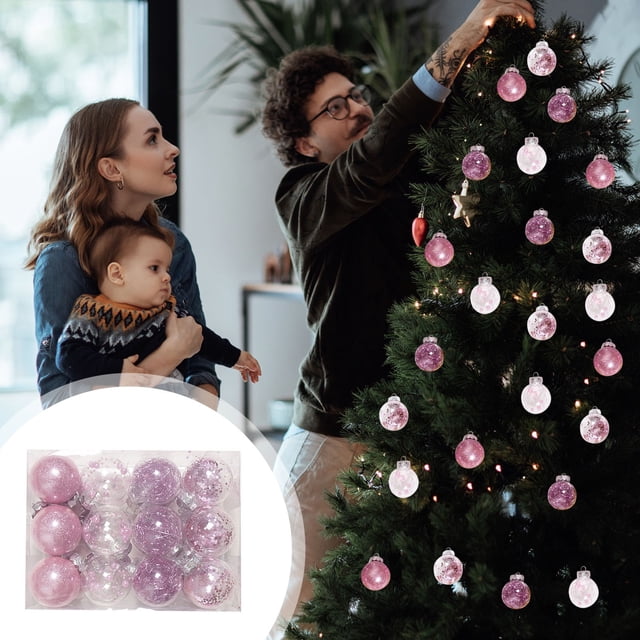 Xihbxyly 24 Bolas Navideñas de Plástico para Colgar, Ideales para Fiestas Navideñas, Tamaño 6 X 6 Cm, Fáciles de Colgar.