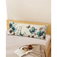 thumbnail image 2 of Teal Tulips Body Pillow Cover 20x54, Vintage Farmhosue Turquoise Floral Butterflies Decorative Pillowcase with Zipper, Microfiber Pillow Protector, Soft Breathable Long Lumbar Pillowcases for Women, 2 of 9