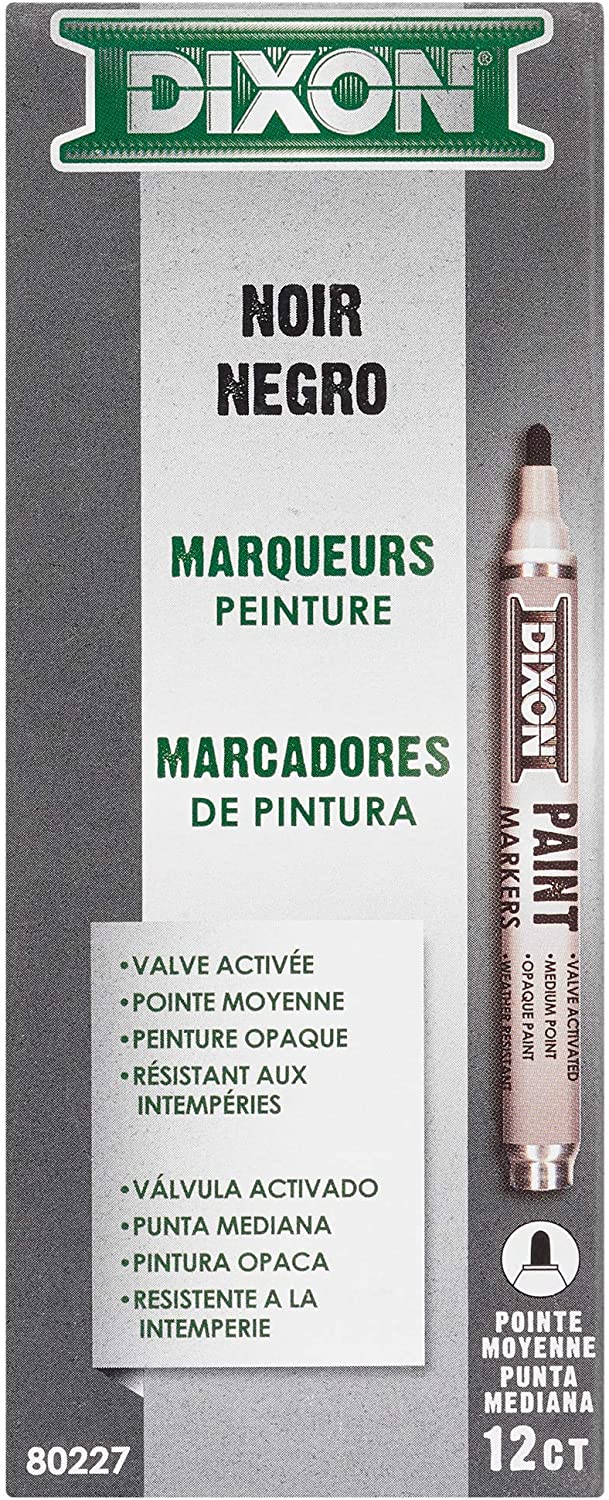Dixon 80227D Paint Marker Black Valve Action Tip 12 Per Pack