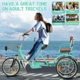 thumbnail image 3 of Linor Adult Tricycle with Rear Seats, 20" 3-Wheel, Front and Rear Baskets, Trike for Seniors, Green, 3 of 10