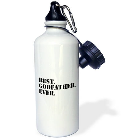 3dRose Best Godfather Ever - Gifts for God fathers or Goddads - god dad - godparents - black text, Sports Water Bottle,